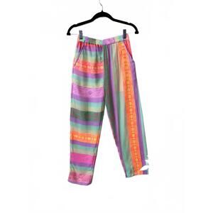 NEW SUNDARA women's handwoven india pants in neon
